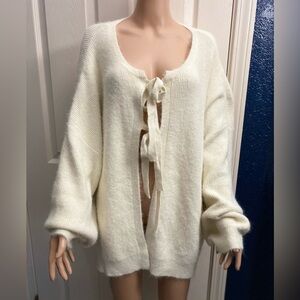 First Love Cream Tie-Front Cardigan